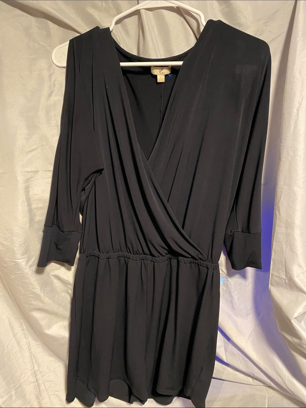 C Black Long Sleeve Wrap Mini Dress